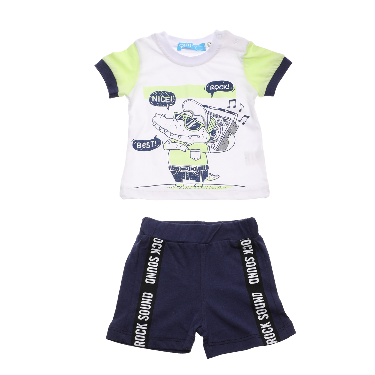 Παιδικά/Baby/Ρούχα/Σετ SAM 0-13 - Παιδικό σετ μπλούζα, σόρτς SAM 0-13 λευκό -μπλέ