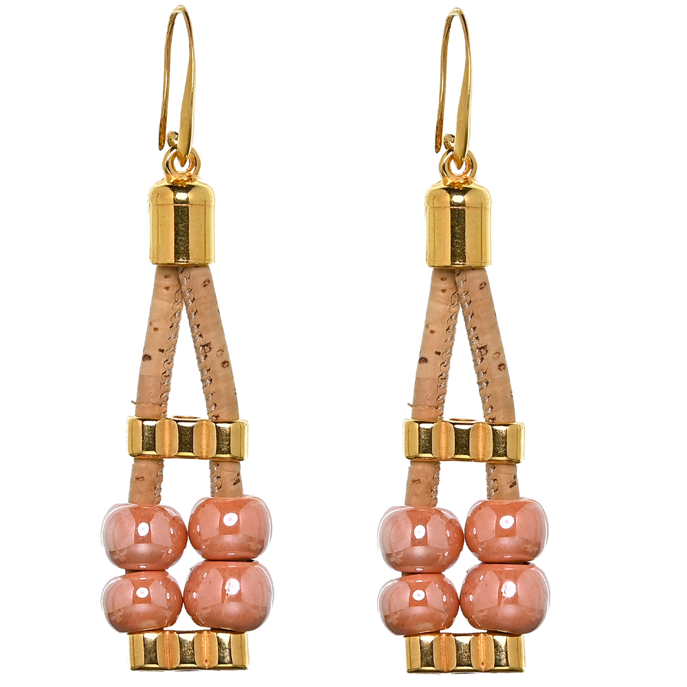 Γυναικεία/Αξεσουάρ/Κοσμήματα/Σκουλαρίκια APOXYLO - Γυναικεία σκουλαρίκια από φελλό APOXYLO 744 CUTE ροζ