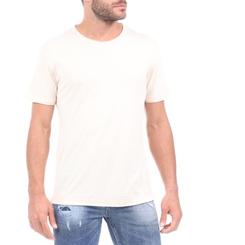 DIRTY LAUNDRY-Ανδρικό t-shirt DIRTY LAUNDRY MODAL RAW CUT εκρού