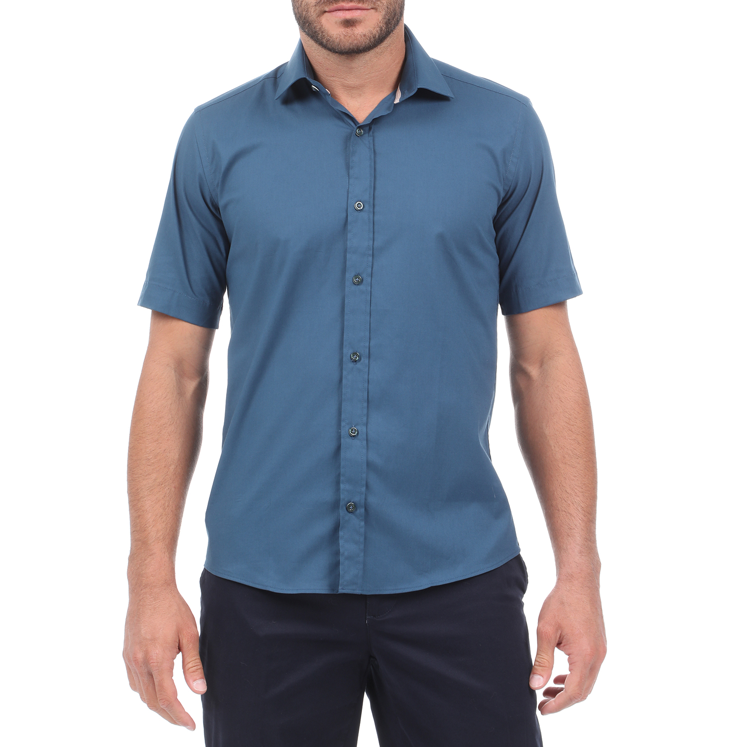 Ανδρικά/Ρούχα/Πουκάμισα/Κοντομάνικα-Αμάνικα MARTIN & CO - Ανδρικό πουκάμισο MARTIN & CO SLIM FIT μπλε