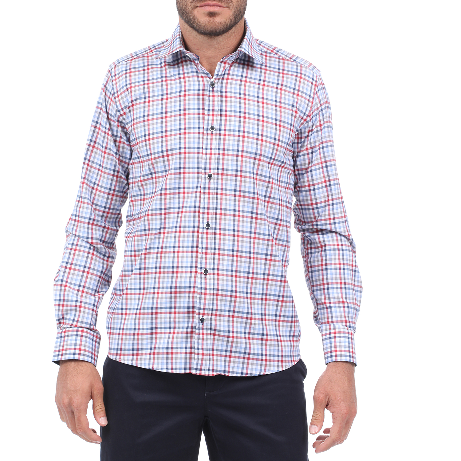 Ανδρικά/Ρούχα/Πουκάμισα/Μακρυμάνικα MARTIN & CO - Ανδρικό πουκάμισο MARTIN & CO SLIM FIT μπλε κόκινο