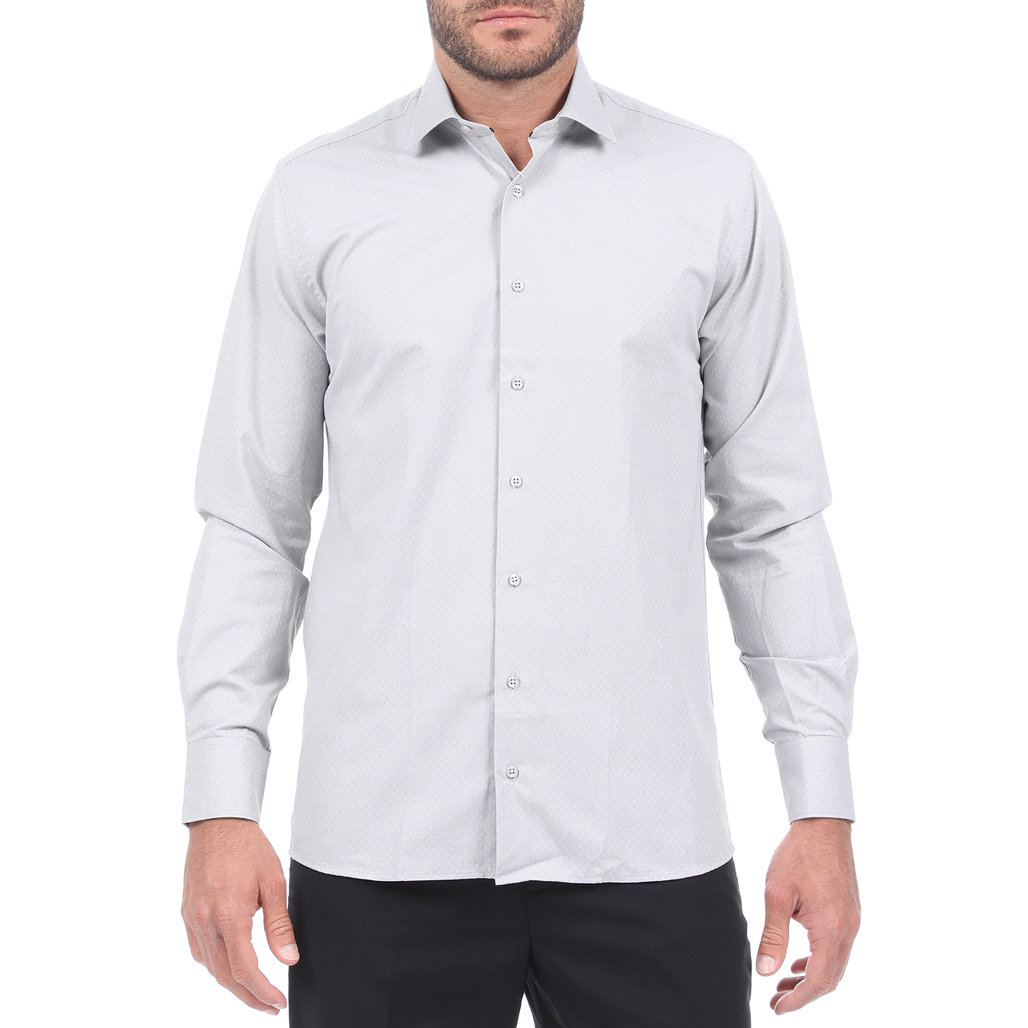 Ανδρικά/Ρούχα/Πουκάμισα/Μακρυμάνικα MARTIN & CO - Ανδρικό πουκάμισο MARTIN & CO REGULAR FIT γκρι εκρού