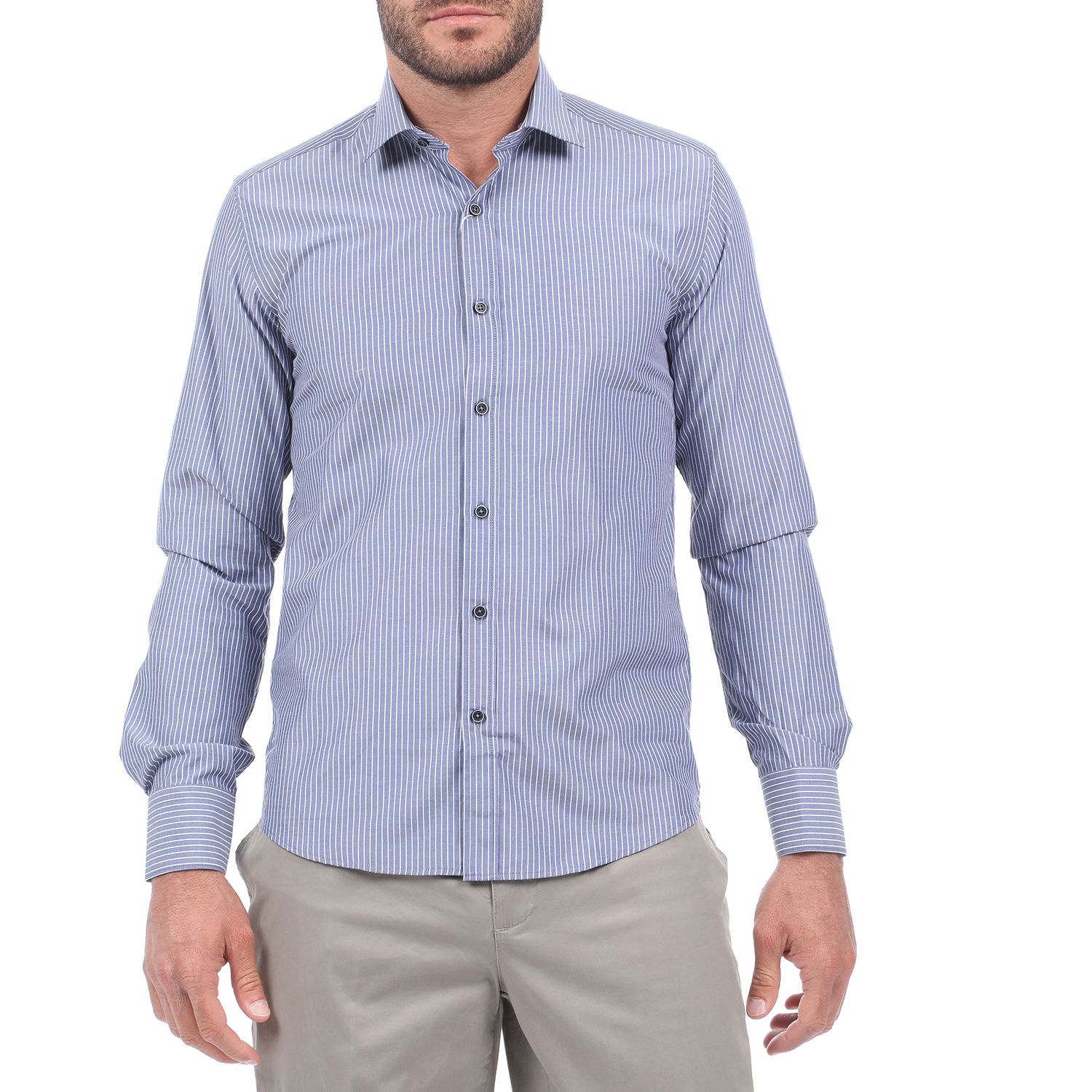 Ανδρικά/Ρούχα/Πουκάμισα/Μακρυμάνικα MARTIN & CO - Ανδρικό πουκάμισο MARTIN & CO SLIM FIT μπλε λευκό