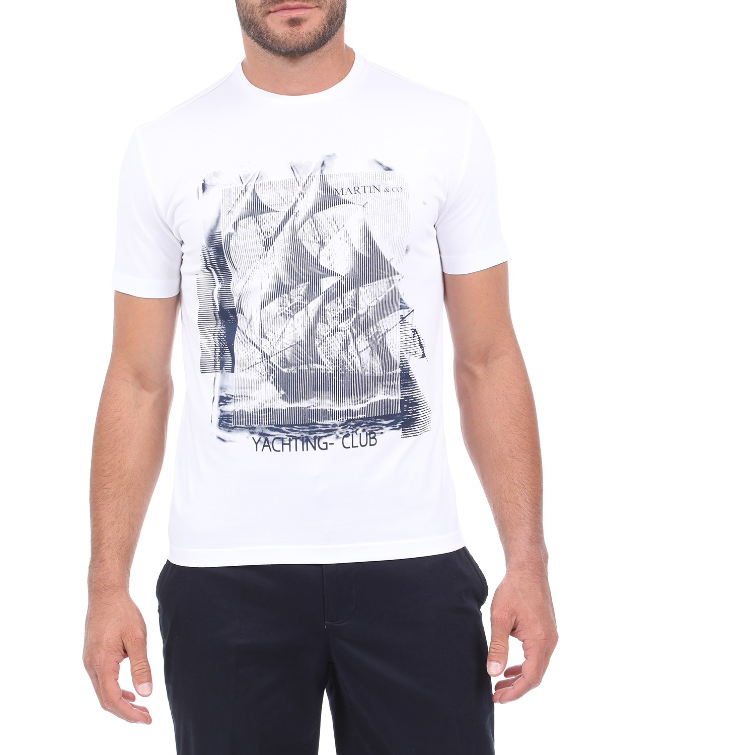 Ανδρικά/Ρούχα/Μπλούζες/Κοντομάνικες MARTIN & CO - Ανδρικό t-shirt MARTIN & CO λευκό