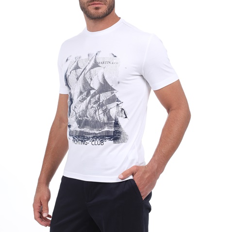 MARTIN & CO-Ανδρικό t-shirt MARTIN & CO λευκό