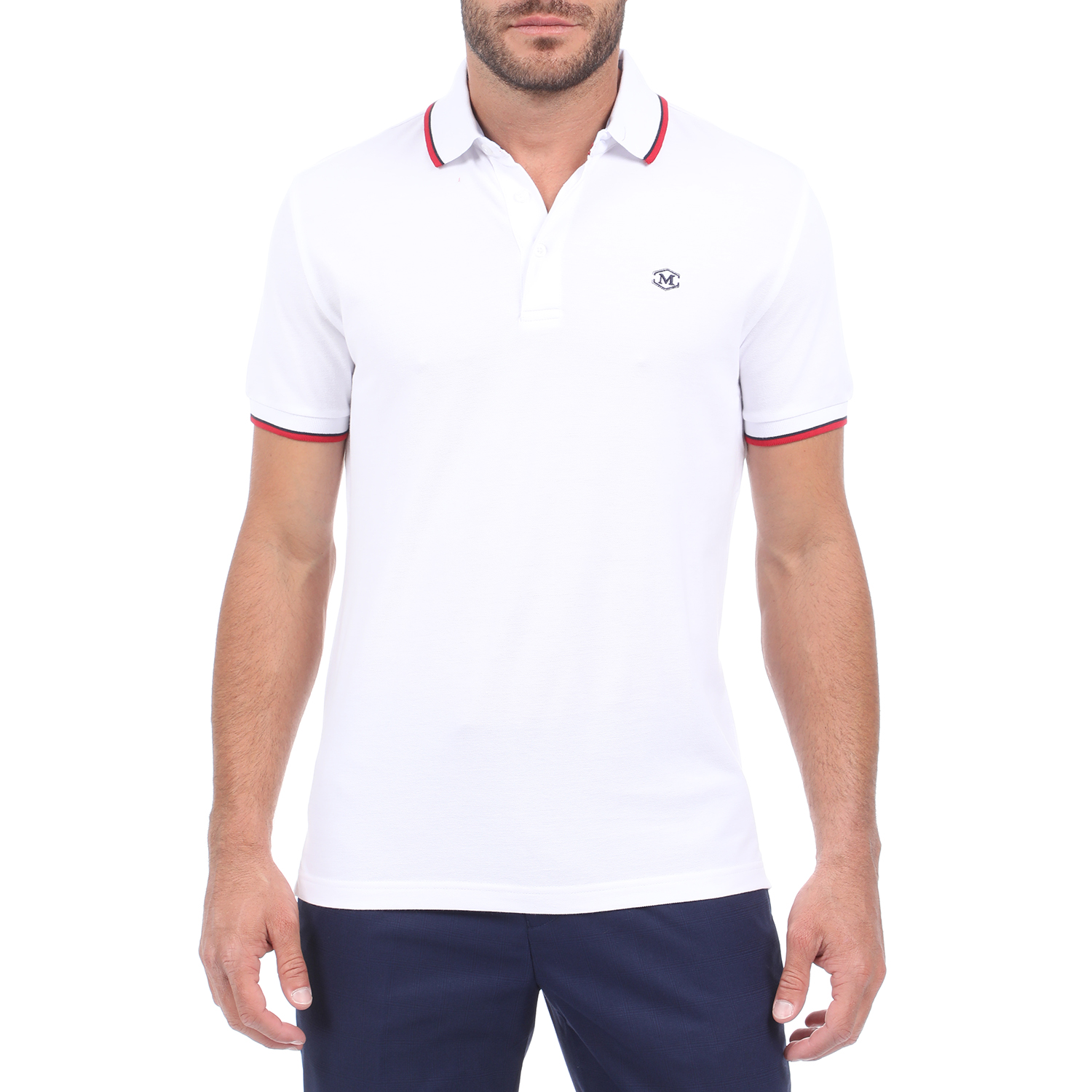 Ανδρικά/Ρούχα/Μπλούζες/Πόλο MARTIN & CO - Ανδρική polo μπλούζα MARTIN & CO λευκή