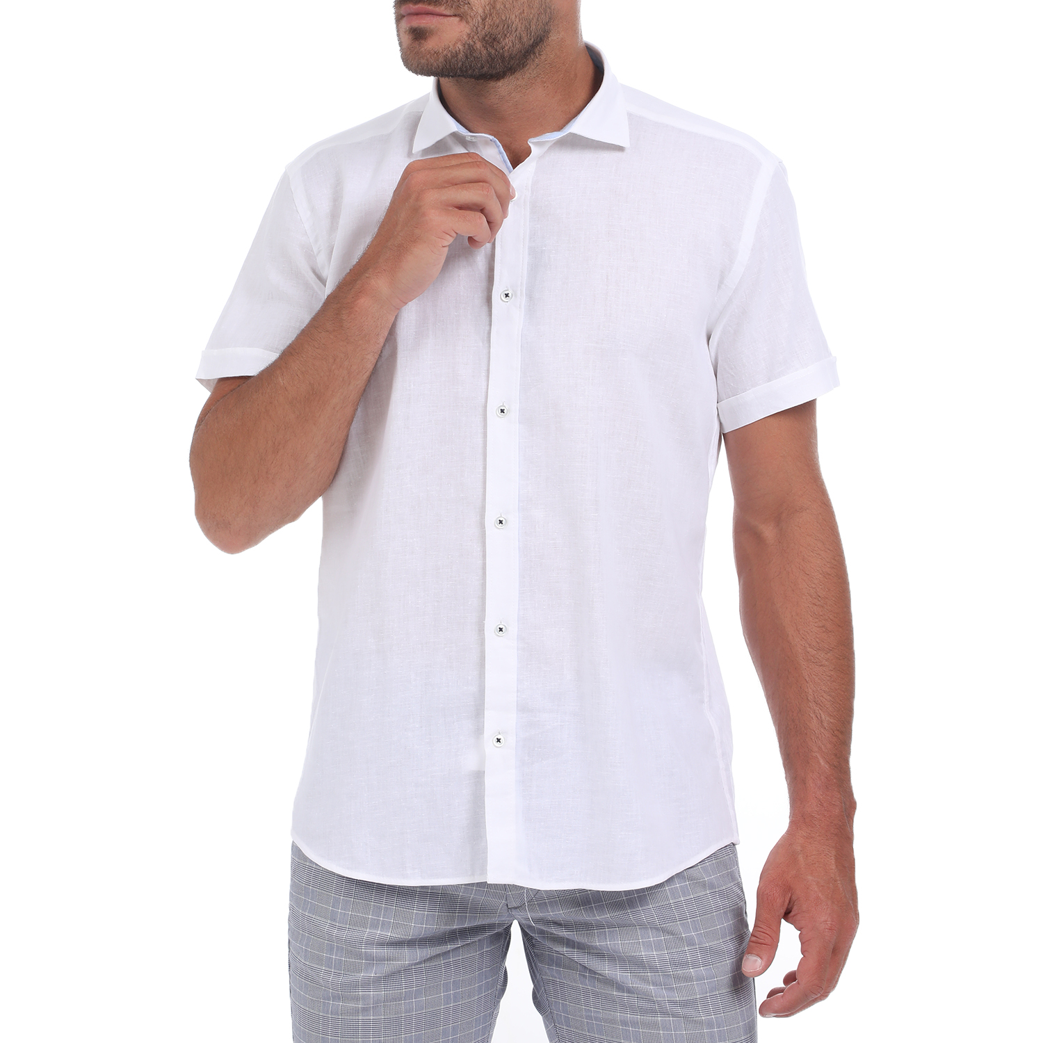 Ανδρικά/Ρούχα/Πουκάμισα/Κοντομάνικα-Αμάνικα DORS - Ανδρικό λινό πουκάμισο DORS λευκό