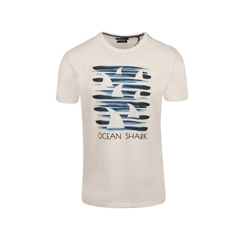 OCEAN SHARK-Ανδρικό t-shirt OCEAN SHARK εκρού