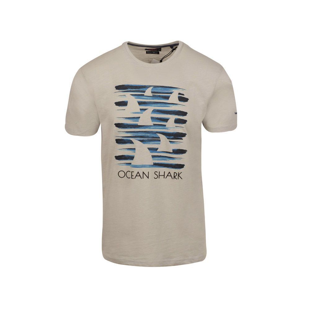 Ανδρικά/Ρούχα/Μπλούζες/Κοντομάνικες OCEAN SHARK - Ανδρικό t-shirt OCEAN SHARK ανοιχτό γκρι