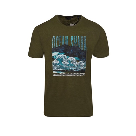 OCEAN SHARK-Ανδρικό t-shirt OCEAN SHARK λαδί