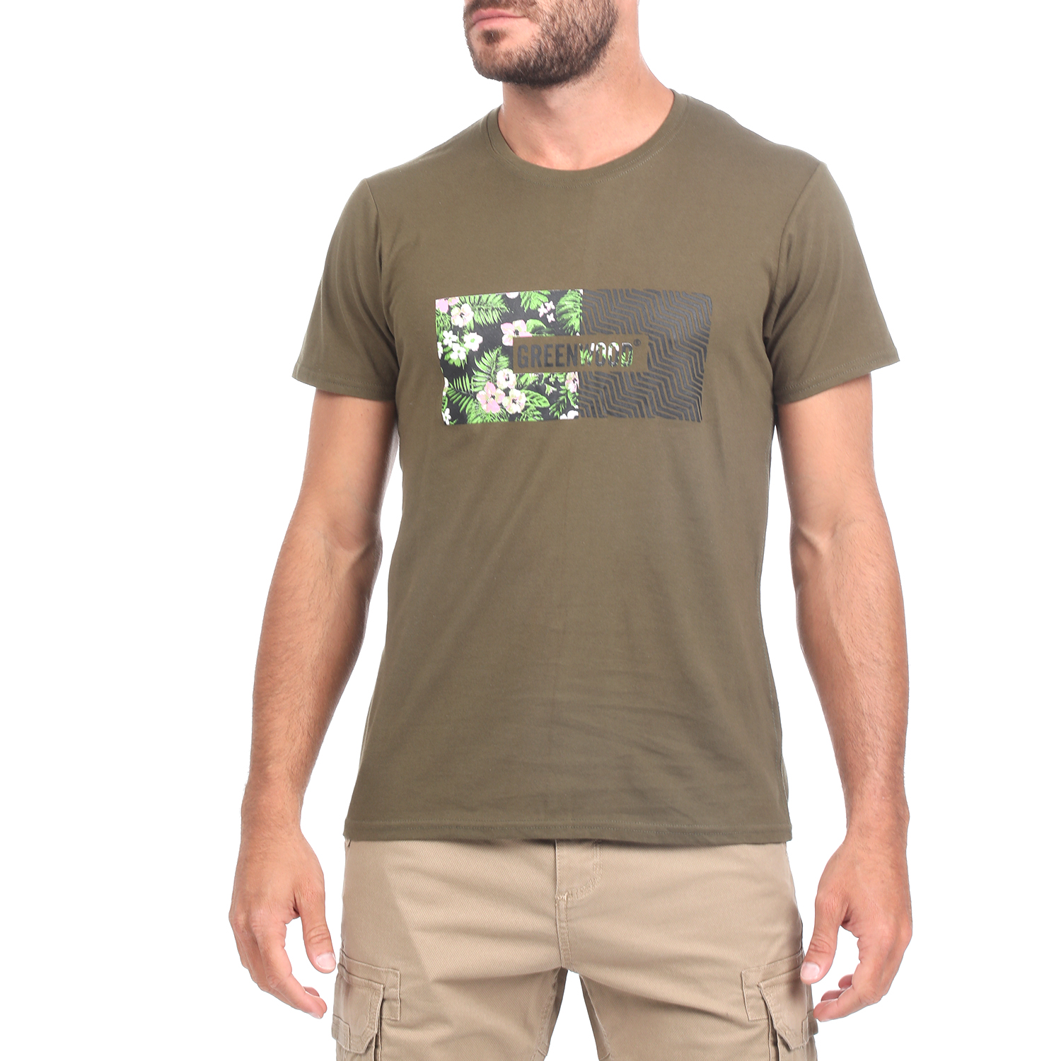 Ανδρικά/Ρούχα/Μπλούζες/Κοντομάνικες GREENWOOD - Ανδρική κοντομάνικη μπλούζα GREENWOOD χακί