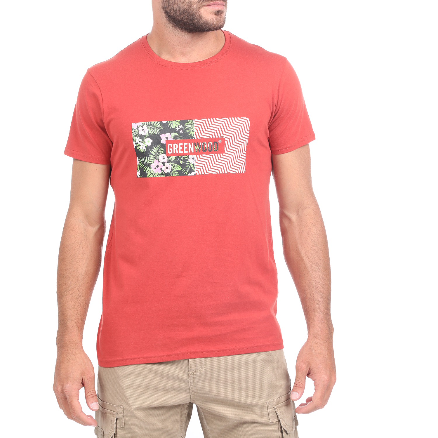 GREENWOOD Ανδρική κοντομάνικη μπλούζα GREENWOOD κόκκινη