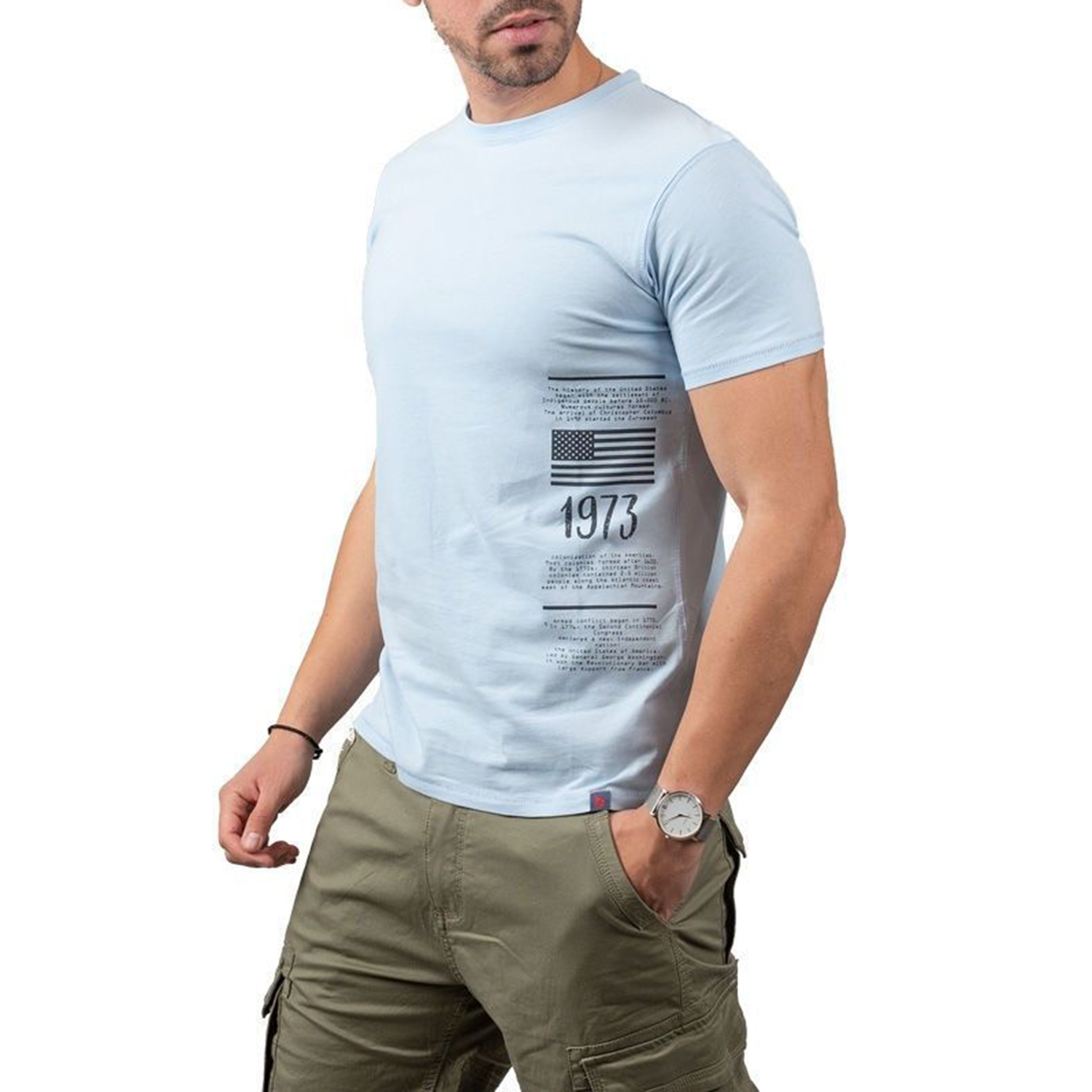 Ανδρικά/Ρούχα/Μπλούζες/Κοντομάνικες BATTERY - Ανδρικό t-shirt BATTERY PEACH μπλε