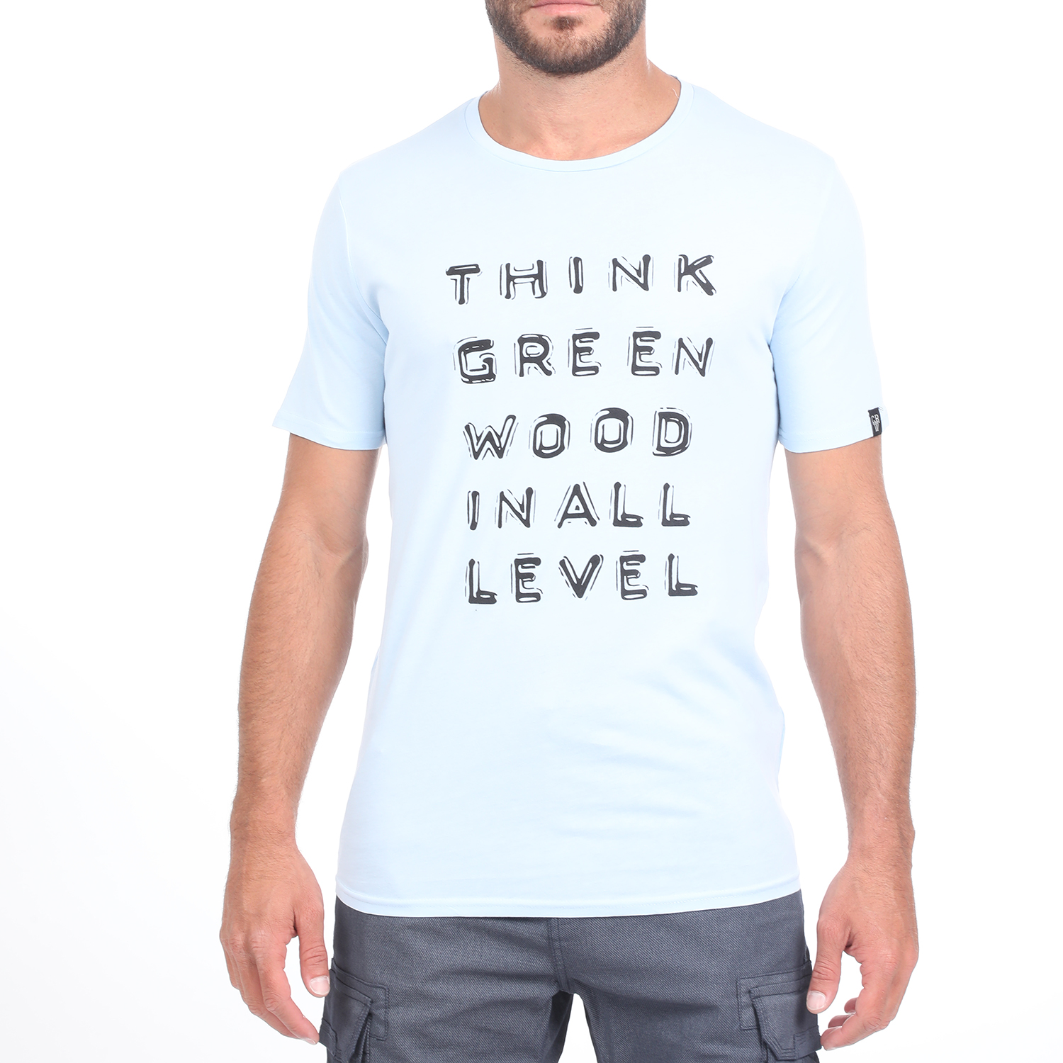 GREENWOOD Ανδρική κοντομάνικη μπλούζα GREENWOOD GRW33 WASHED μπλε