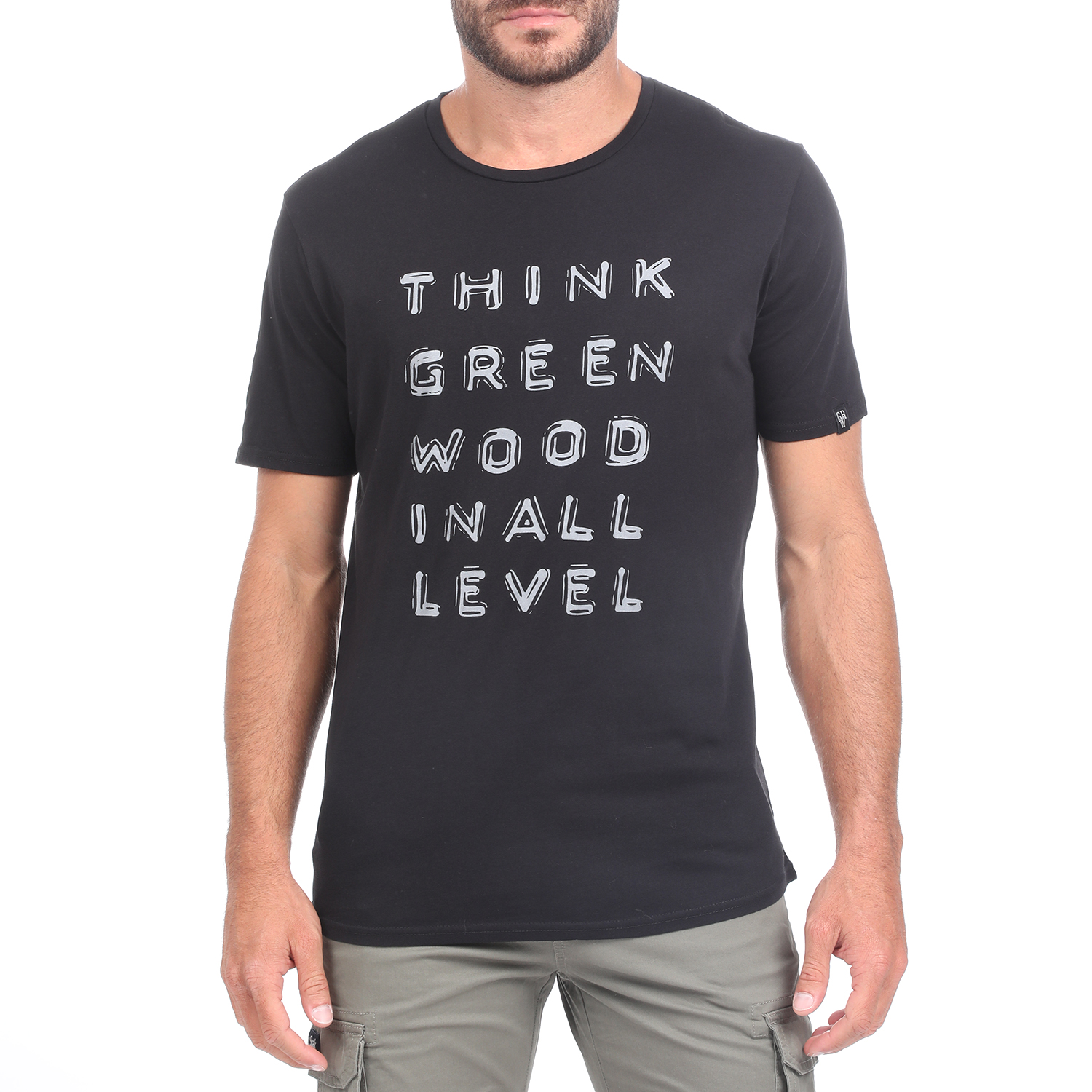 GREENWOOD Ανδρική κοντομάνικη μπλούζα GREENWOOD GRW33 WASHED μαύρο