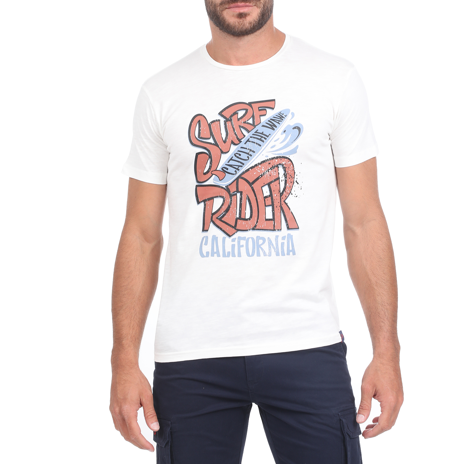 Ανδρικά/Ρούχα/Μπλούζες/Κοντομάνικες BATTERY - Ανδρικό t-shirt BATTERY FLAMA λευκό