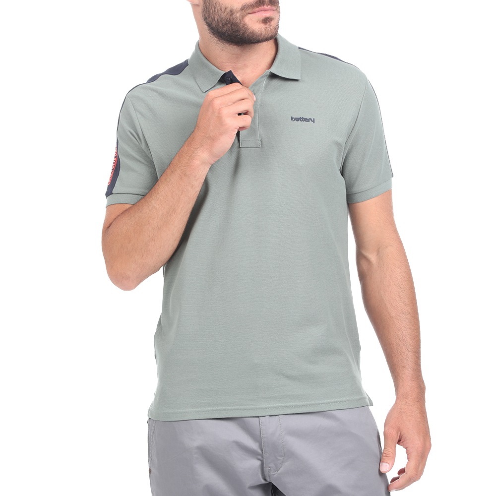 Ανδρικά/Ρούχα/Μπλούζες/Πόλο BATTERY - Ανδρική polo μπλούζα BATTERY πράσινη