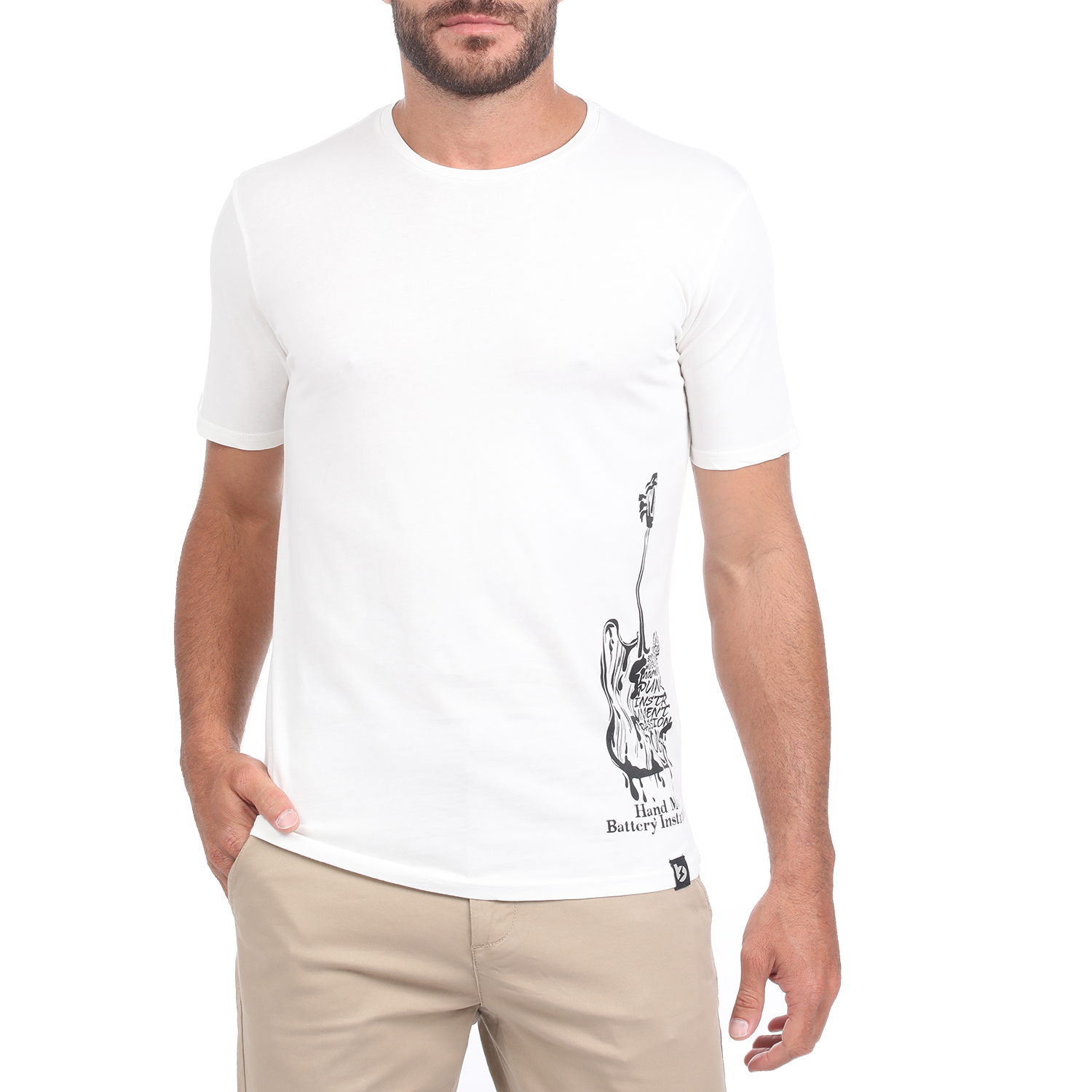 Ανδρικά/Ρούχα/Μπλούζες/Κοντομάνικες BATTERY - Ανδρικό t-shirt BATTERY WASHED λευκό