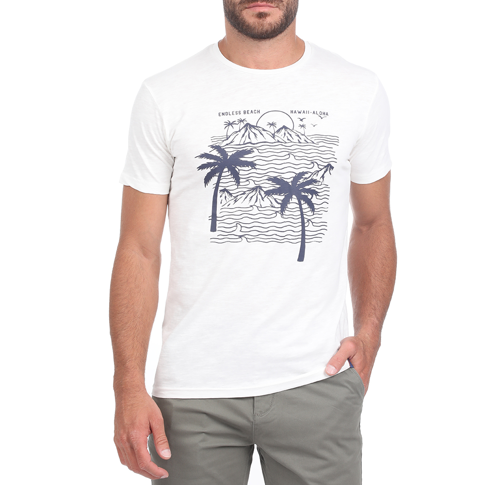 Ανδρικά/Ρούχα/Μπλούζες/Κοντομάνικες BATTERY - Ανδρικό t-shirt BATTERY FLAMA λευκό