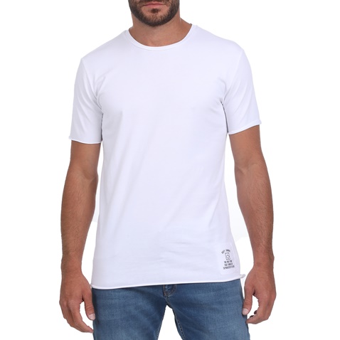DIRTY LAUNDRY-Ανδρικό t-shirt DIRTY LAUNDRY PATCH RAW CUT λευκό