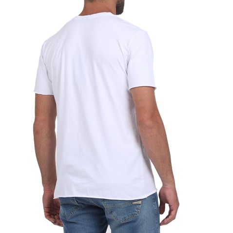 DIRTY LAUNDRY-Ανδρικό t-shirt DIRTY LAUNDRY PATCH RAW CUT λευκό