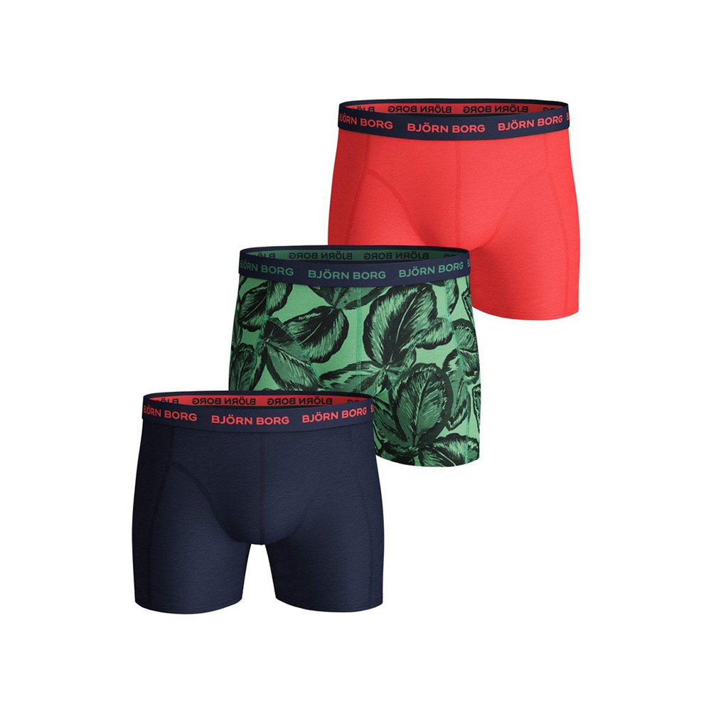 BJORN BORG - Ανδρικά εσώρουχα boxer σετ των 3 BJORN BORG μπλε κόκκινο πράσινο
