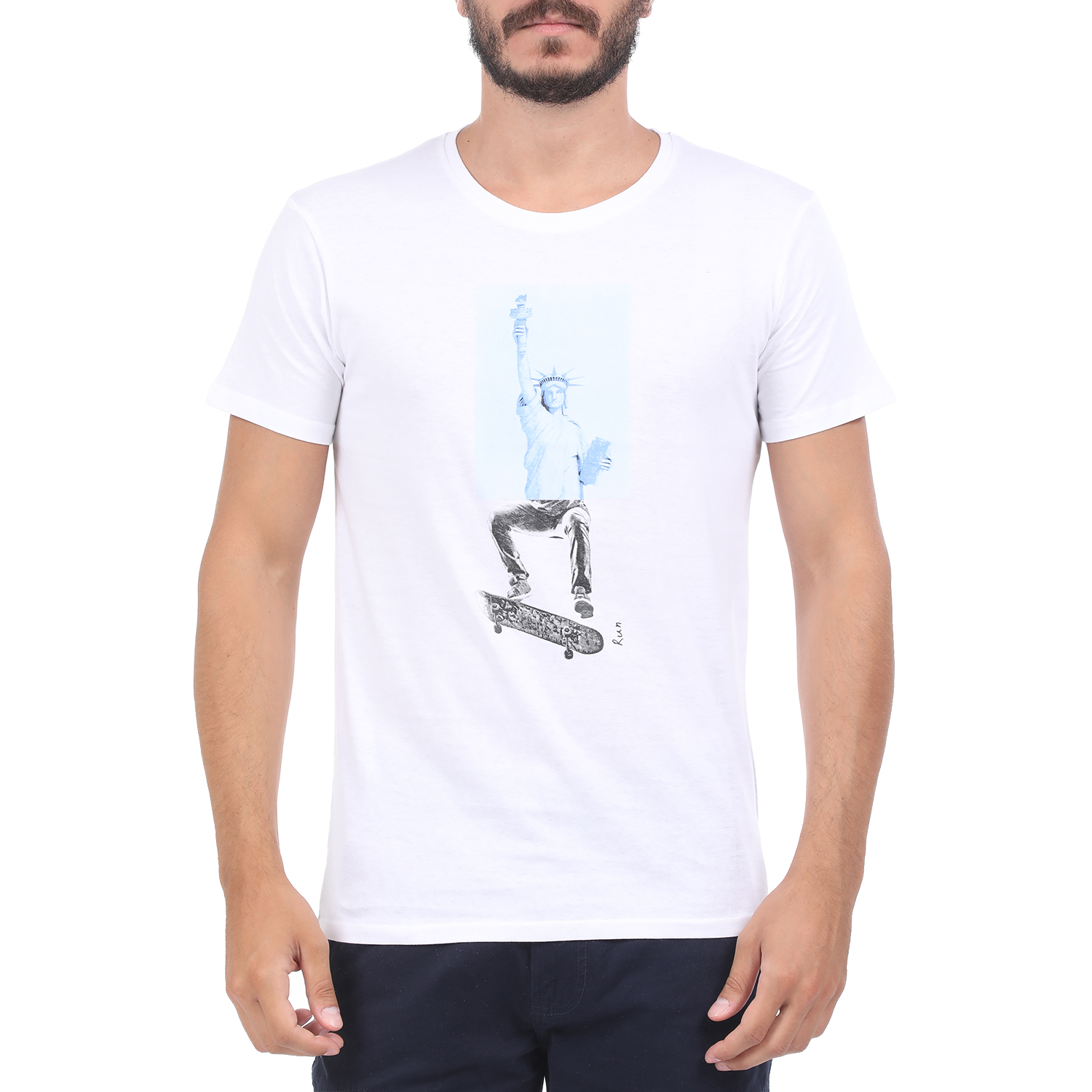 Ανδρικά/Ρούχα/Μπλούζες/Κοντομάνικες RUN - Ανδρική μπλούζα RUN BOX 5 λευκή