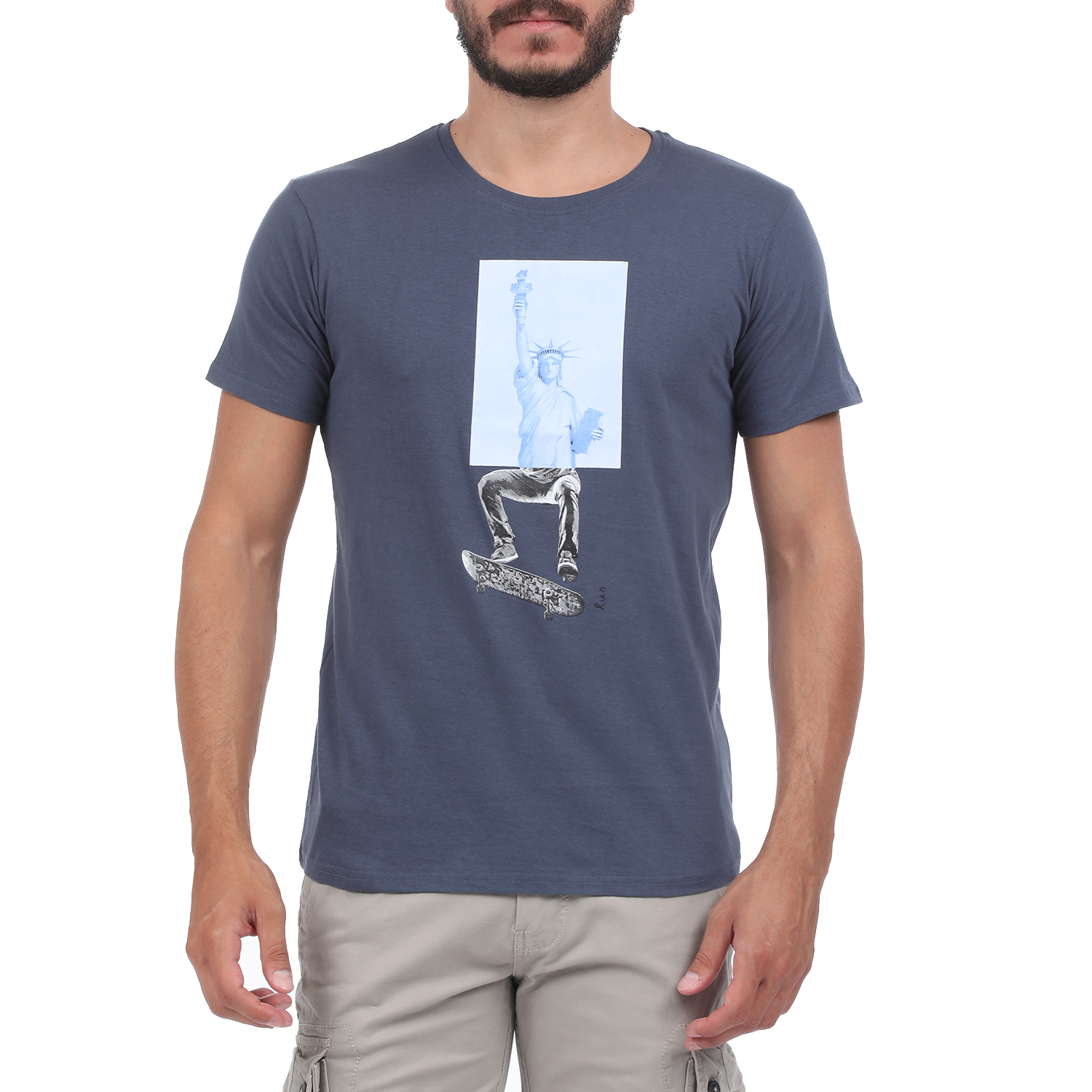 Ανδρικά/Ρούχα/Μπλούζες/Κοντομάνικες RUN - Ανδρική μπλούζα RUN BOX 5 μπλε