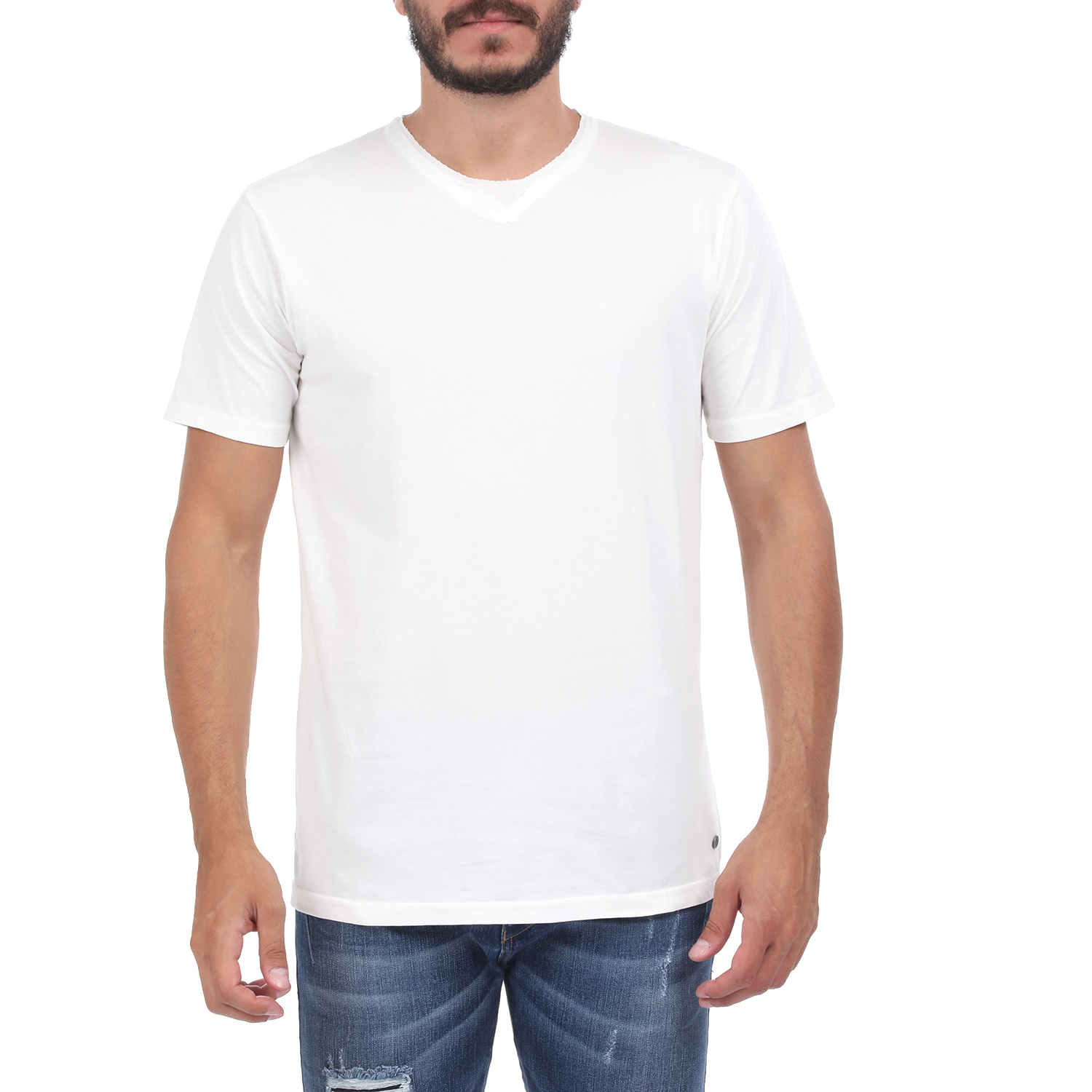 BATTERY Ανδρική μπλούζα BATTERY SOLID1 GARMENT DYE λευκή