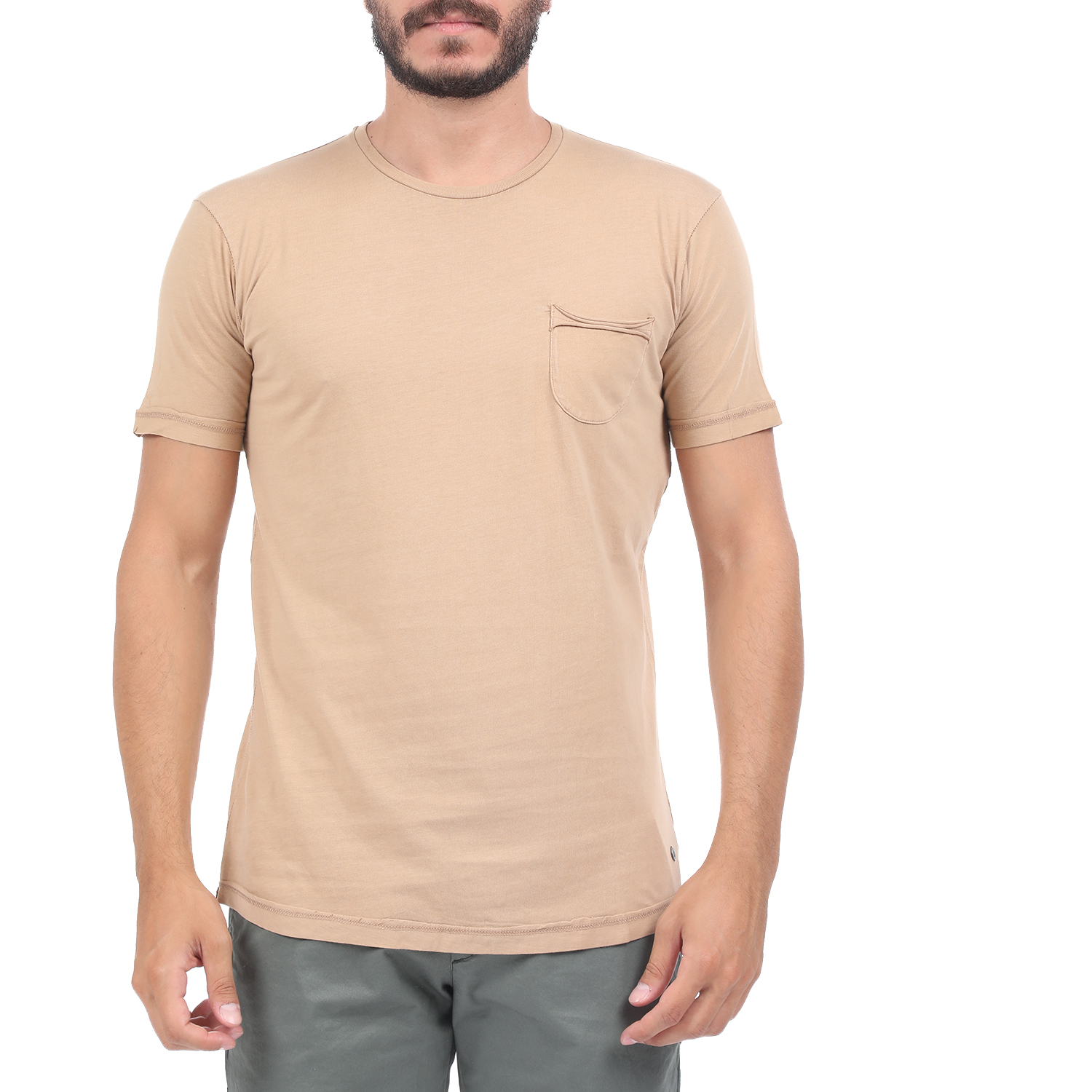 Ανδρικά/Ρούχα/Μπλούζες/Κοντομάνικες BATTERY - Ανδρική μπλούζα BATTERY SOLID 3 GARMENT DYΕ μπεζ