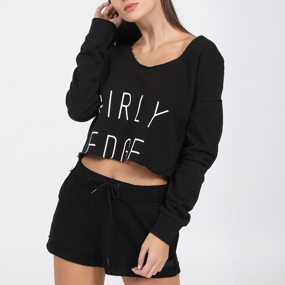BODYTALK Γυναικεία cropped φούτερ μπλούζα BODYTALK STOCK GIRLY EDGEW μαύρη