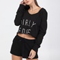 BODYTALK-Γυναικεία cropped φούτερ μπλούζα BODYTALK STOCK GIRLY EDGEW μαύρη