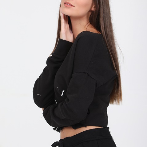 BODYTALK-Γυναικεία cropped φούτερ μπλούζα BODYTALK STOCK GIRLY EDGEW μαύρη