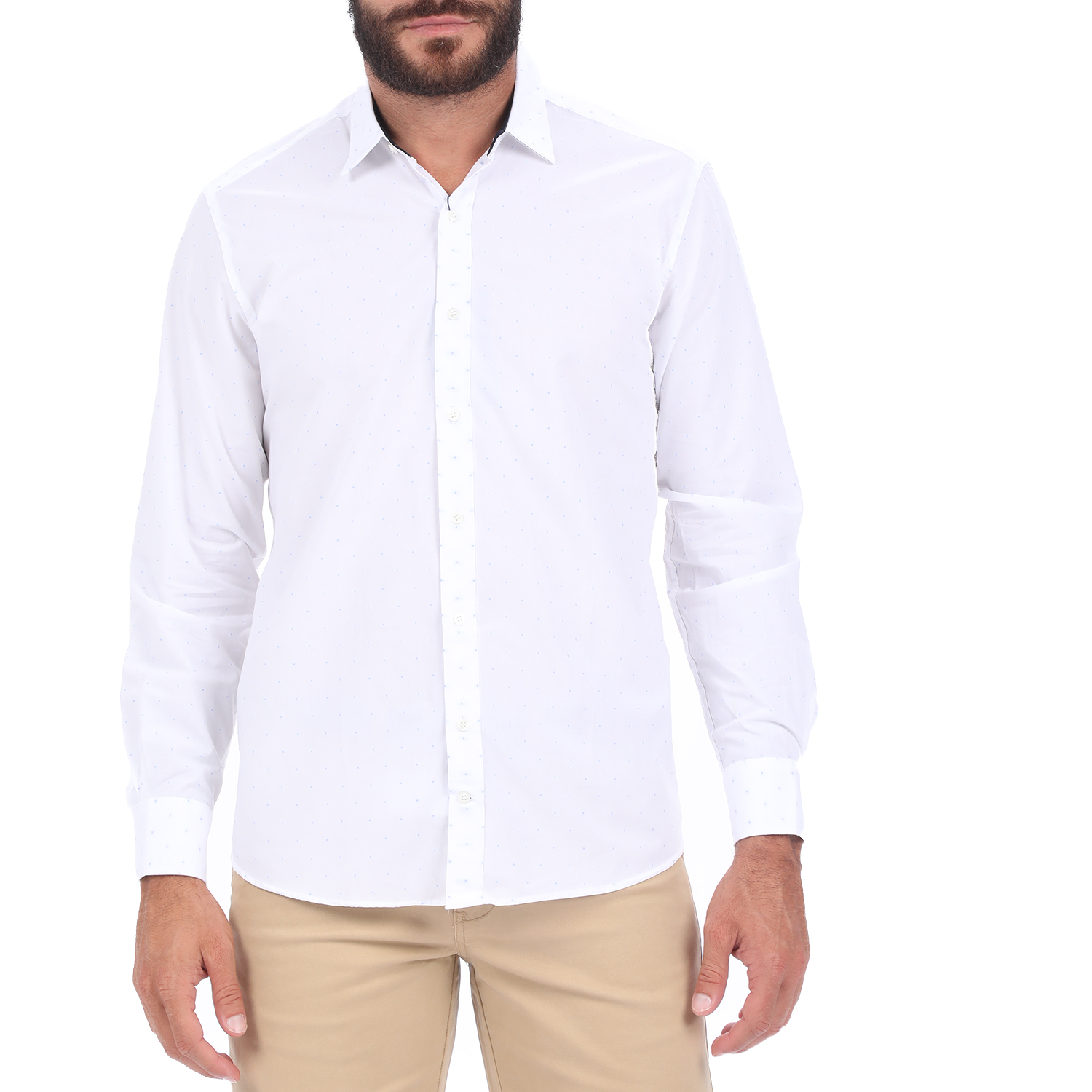 HAMPTONS - Ανδρικό πουκάμισο HAMPTONS MICRODESIGN λευκό