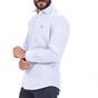 HAMPTONS-Ανδρικό πουκάμισο HAMPTONS MICRODESIGN λευκό μπλε