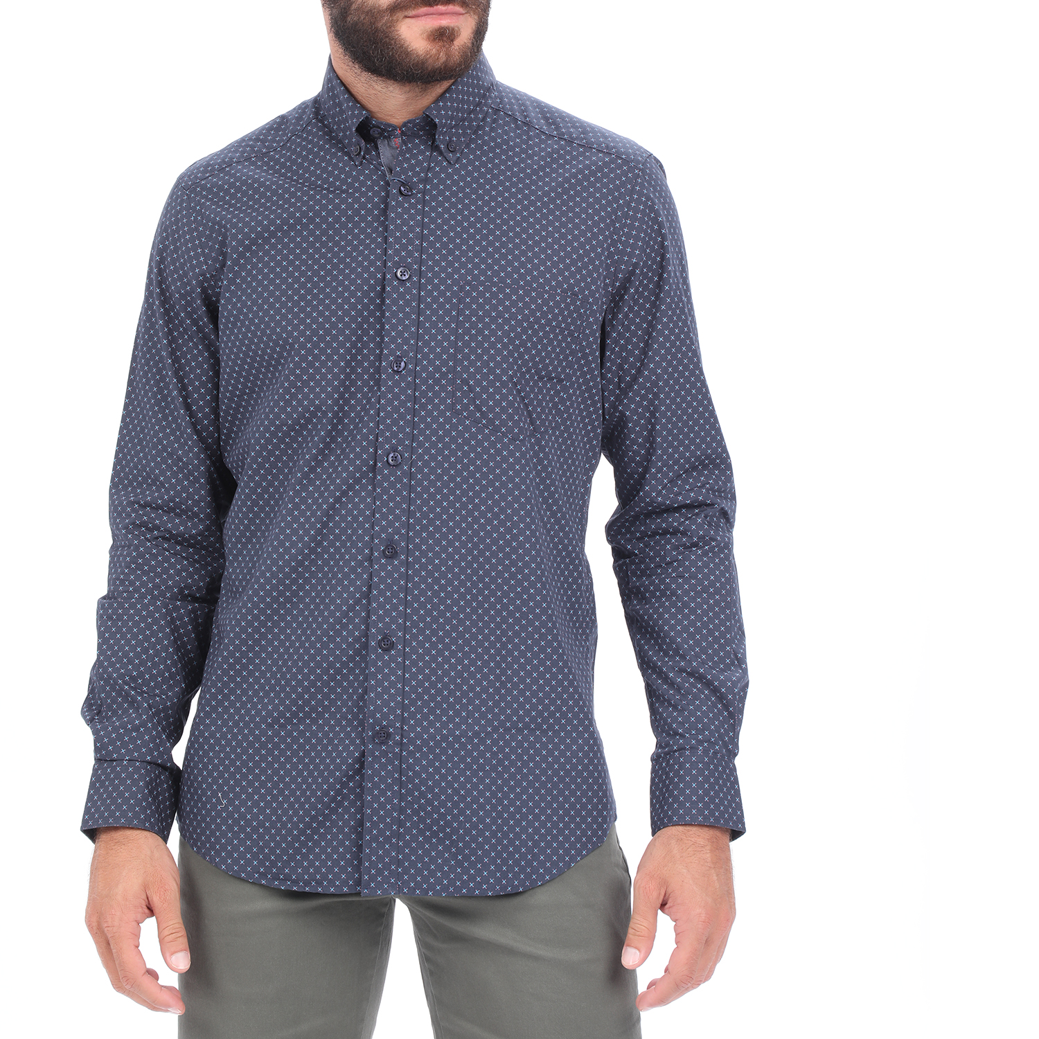 Ανδρικά/Ρούχα/Πουκάμισα/Μακρυμάνικα HAMPTONS - Ανδρικό πουκάμισο HAMPTONS MICRODESIGN μπλε