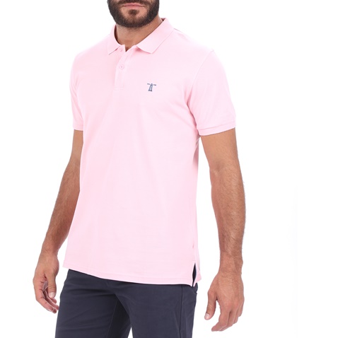 HAMPTONS-Ανδρική polo μπλούζα HAMPTONS BASIC ροζ