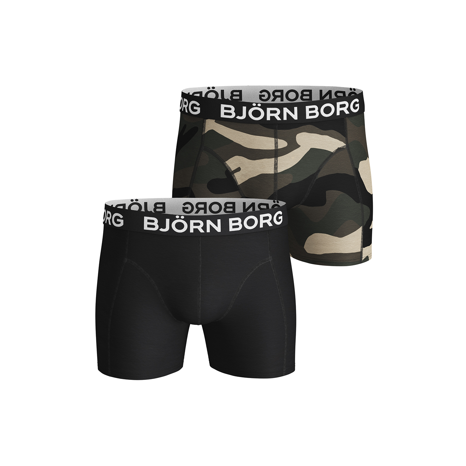 BJORN BORG - Ανδρικά εσώρουχα boxer σετ των 2 BJORN BORG μαύρο χακί