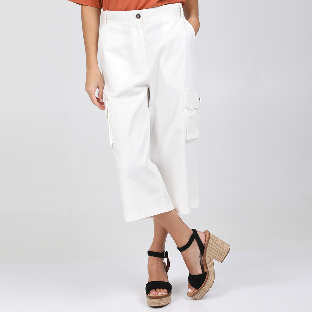 Γυναικεία/Ρούχα/Παντελόνια/Cropped BSG - Γυναικεία cropped παντελόνα BSG MANDY λευκή