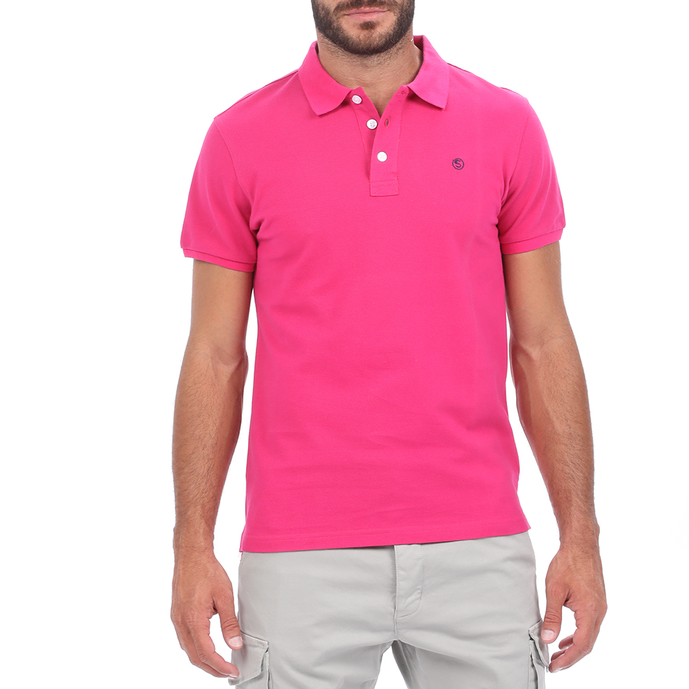Ανδρικά/Ρούχα/Μπλούζες/Πόλο STAFF JEANS - Ανδρική polo μπλούζα STAFF JEANS COLIN ροζ