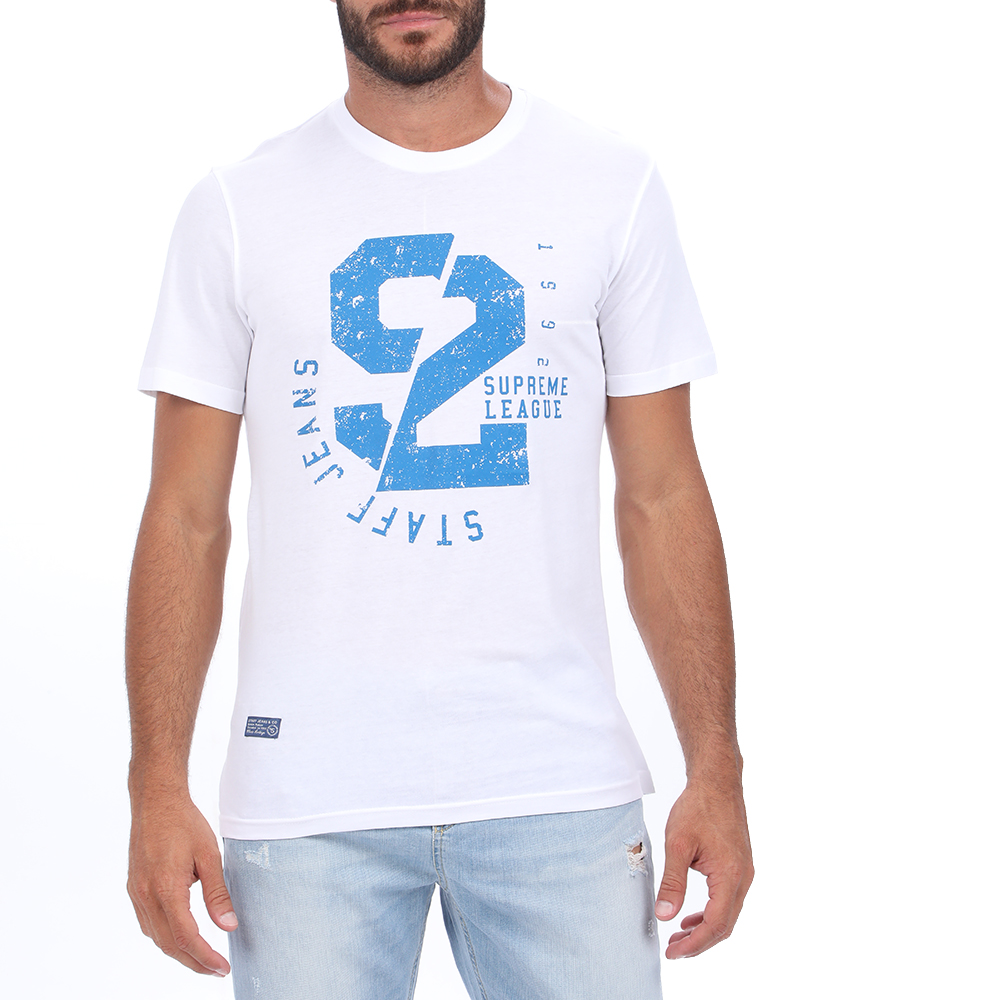 Ανδρικά/Ρούχα/Μπλούζες/Κοντομάνικες STAFF JEANS - Ανδρικό t-shirt STAFF JEANS MAN λευκό