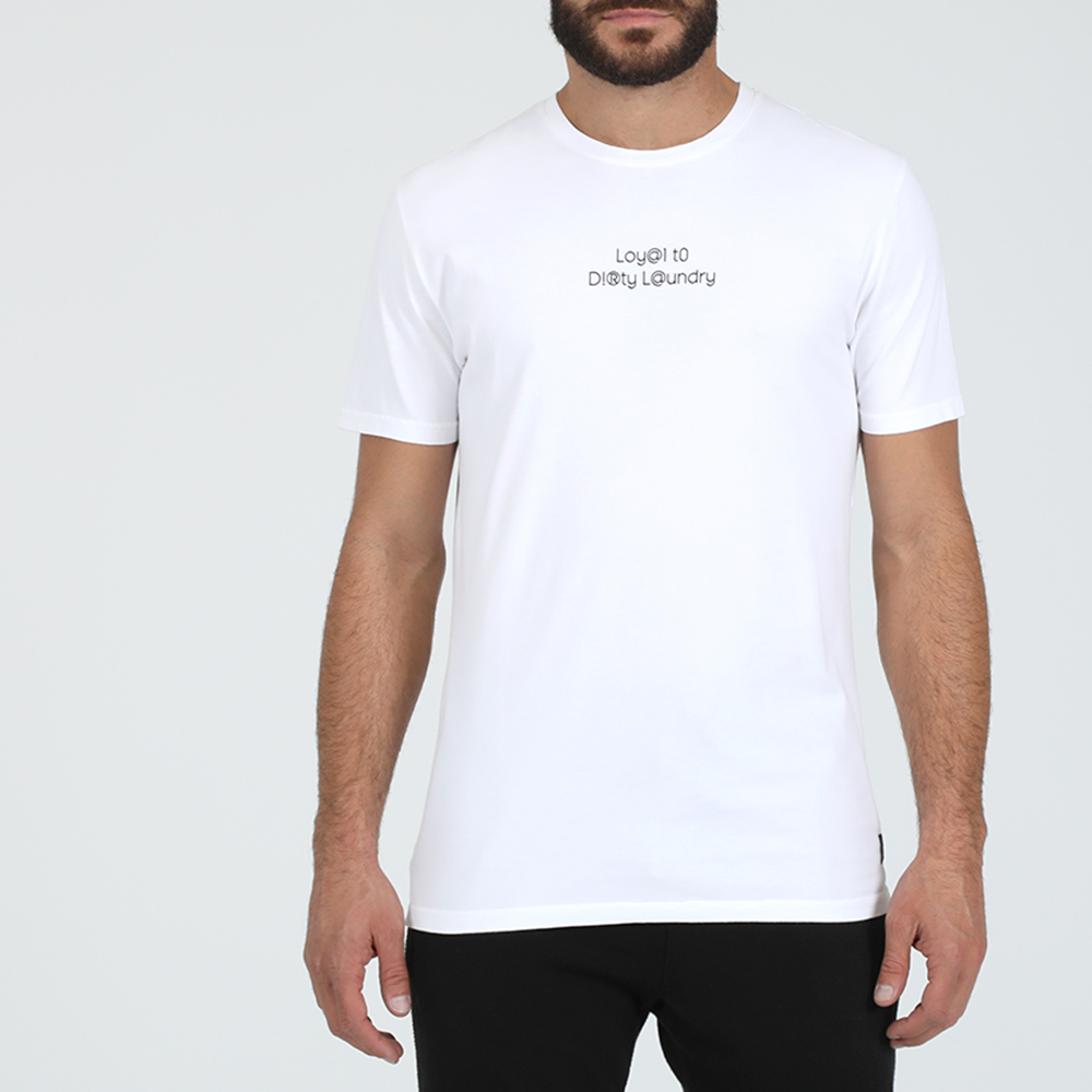Ανδρικά/Ρούχα/Μπλούζες/Κοντομάνικες DIRTY LAUNDRY - Ανδρική μπλούζα DIRTY LAUNDRY LOYAL TO DIRTY λευκή