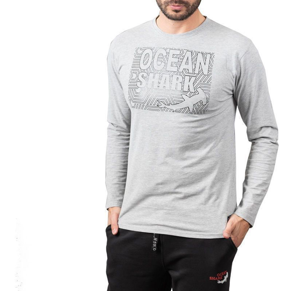 Ανδρικά/Ρούχα/Μπλούζες/Μακρυμάνικες OCEAN SHARK - Ανδρική μπλούζα GREENWOOD ROUND NECK γκρι