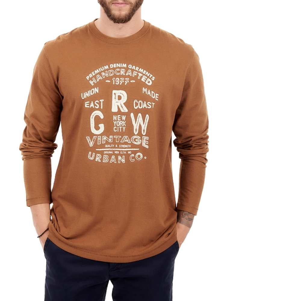 Ανδρικά/Ρούχα/Μπλούζες/Μακρυμάνικες GREENWOOD - Ανδρική μπλούζα GREENWOOD καφέ