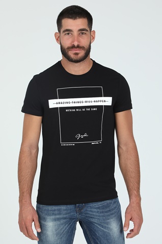 GAUDI-Ανδρικό t-shirt GAUDI μαύρο λευκό