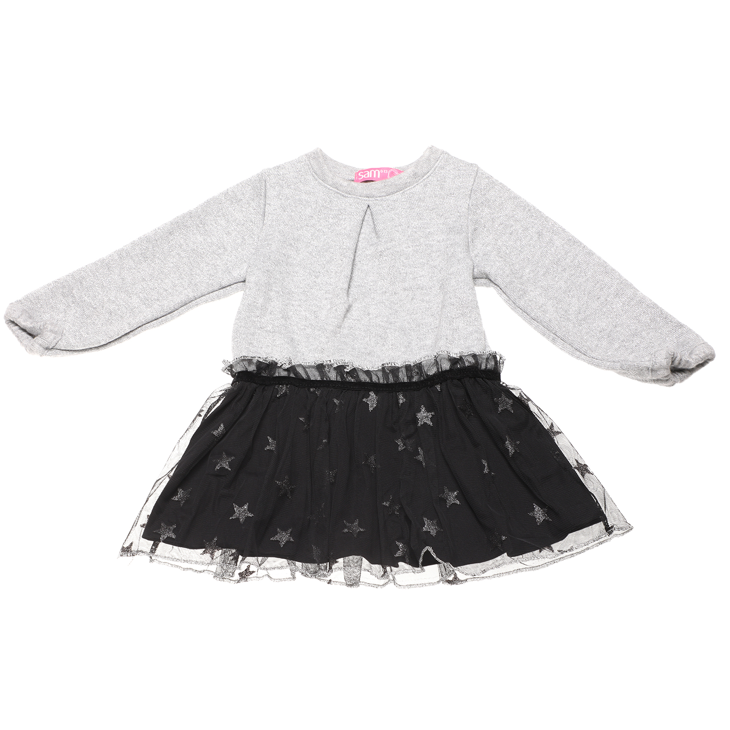 Παιδικά/Girls/Ρούχα/Φορέματα Μακρυμάνικα SAM 0-13 - Παιδικό πλεκτό φόρεμα SAM 0-13 γκρι μαύρο