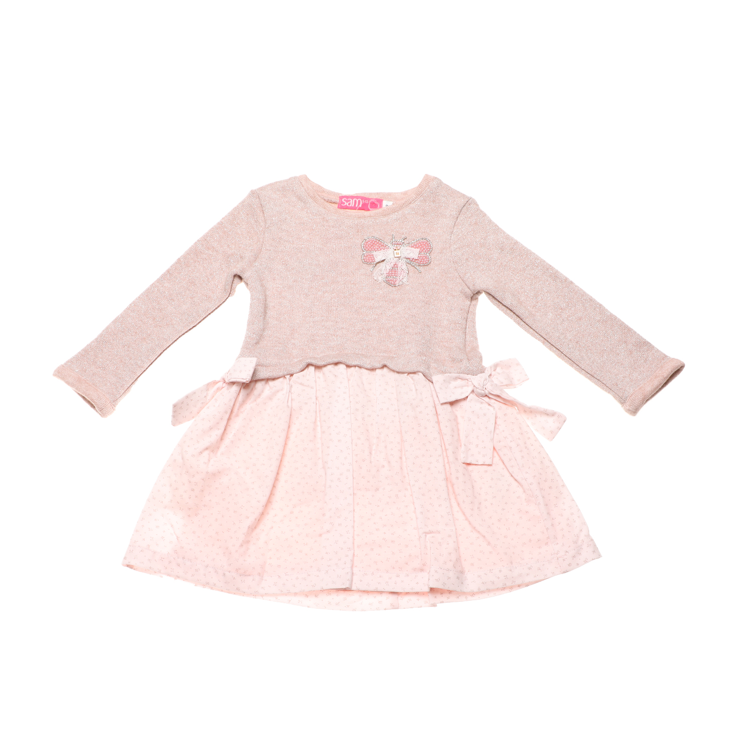 Παιδικά/Girls/Ρούχα/Φορέματα Μακρυμάνικα SAM 0-13 - Παιδικό πλεκτό φόρεμα SAM 0-13 ροζ