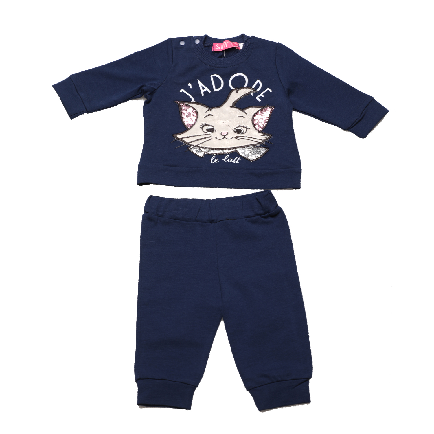 Παιδικά/Baby/Ρούχα/Σετ SAM 0-13 - Βρεφικό σετ φόρμας SAM 0-13 J'ADORE LE LAIT μπλε
