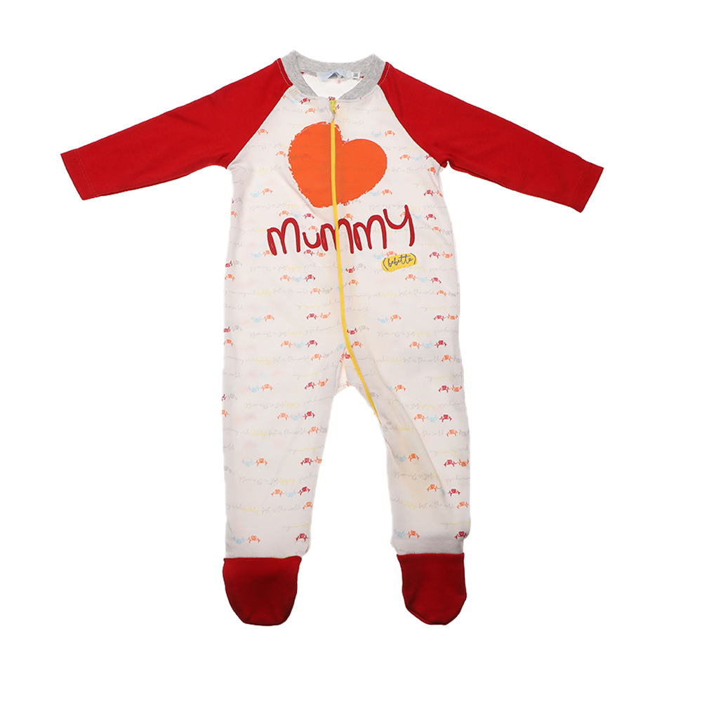 Παιδικά/Baby/Ρούχα/Φορμάκια-Κορμάκια SAM 0-13 - Βρεφικό ολόσωμο φορμάκι SAM 0-13 MUMMY εκρού κόκκινο
