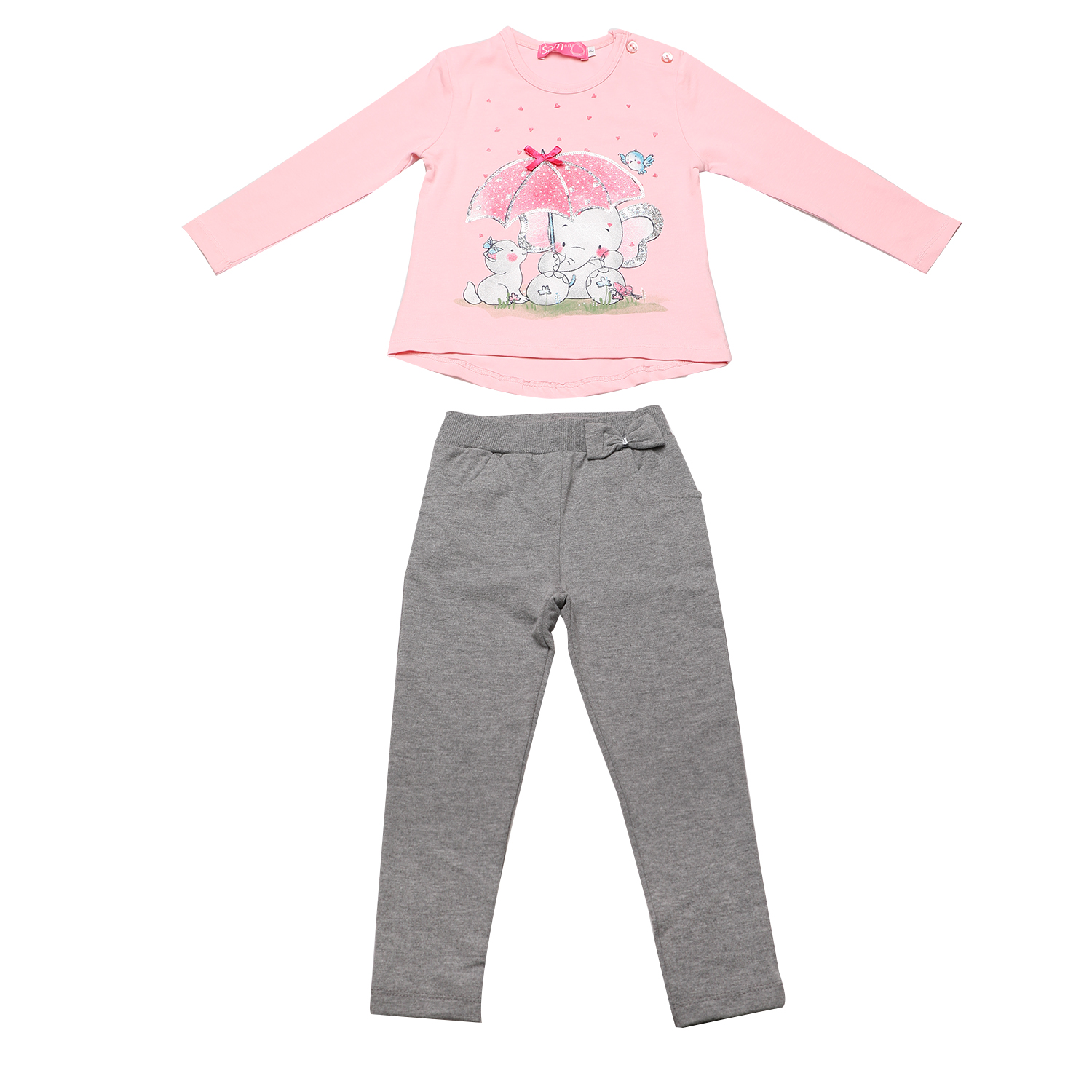 SAM 0-13 Παιδικό σετ από παντελόνι και μπλούζα SAM 0-13 ΕΛΑΦΑΝΤΑΚΙ ροζ γκρι